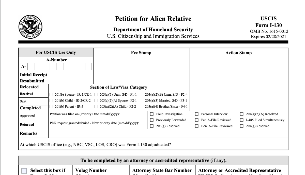 All about the USCIS Form I-130, Petition for Alien Relative ...